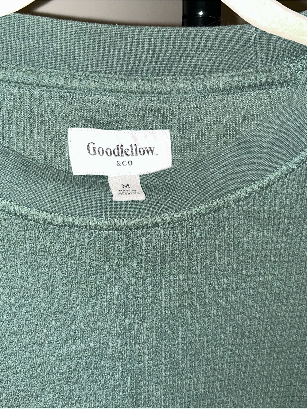 Goodfellow & Co Sage Green Waffle-Knit Crew Long Sleeve